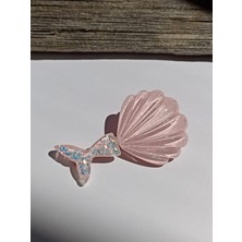 Pames Aksesuar İstiridye Mermaid Balık Kuyruğu Pembe Çocuk Yan Toka