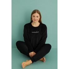 Mihra 13212-3 Kadın Büyük Beden Kışlık Kadife Pijama Takımı