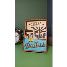 Wood-X Ahşap Mdf Çok Katmanlı Texas-Dallas Dekoratif Tablo