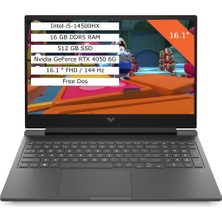 Hp Victus 16-R1064NT Intel Core I5 14500HX 16GB 512GB SSD 6gb RTX4050 Freedos 144Hz 16.1" Fhd Taşınabilir Bilgisayar 9J266EA