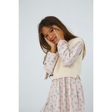 HC Kids Wear Kız Çocuk Triko Detaylı Dijital Baskılı Çiçekli Mevsimlik Elbise