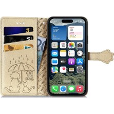 Colorful Shop IPhone 16 Için Kılıf Kısa Kayış Deri Kılıf Kapak Kapak Karikatür Hayvanlar (Yurt Dışından)