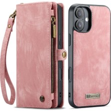 Colorful Shop IPhone 16 Için Kılıf Tpu Pc El Yapımı Deri Fermuar Güçlü Manyetik Cüzdan (Yurt Dışından)