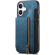 Colorful Shop Iphone 16 Için Kılıf Katlanabilir Arka Kapak Standı Fonksiyonu Vintage Fermuar (Yurt Dışından)