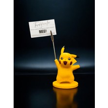 MegArt3D Pikachu Figürlü Not Tutucu - Pokemon Temalı Masa Üstü Aksesuarı Metal Kıskaç Notluk