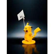 MegArt3D Pikachu Figürlü Not Tutucu - Pokemon Temalı Masa Üstü Aksesuarı Metal Kıskaç Notluk