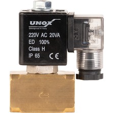 Unox 220 V AC Pirinç Takoz Gövde Normalde Kapalı Solenoid Valf (0-25 BAR)