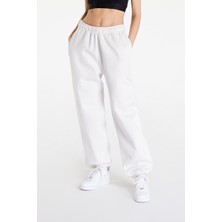 Nike Solo Swoosh Fleece Pant Pamuklu Şardonlu Bol Kesim Yüksek Bel Kadın Eşofman Altı Kırık Beyaz