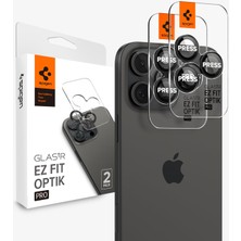 Spigen iPhone 16 Pro Max / 16 Pro / 15 Pro Max / 15 Pro / 14 Pro Max / 14 Pro Kamera Lens Camı Koruyucu Glas.tR EZ Fit Optik Pro (2 Adet) Black - AGL05205