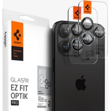 Spigen iPhone 16 Pro Max / 16 Pro / 15 Pro Max / 15 Pro / 14 Pro Max / 14 Pro Kamera Lens Camı Koruyucu Glas.tR EZ Fit Optik Pro (2 Adet) Zero One Edition - AGL06159