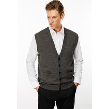 Desen Triko Erkek Cepli Yelek K.Füme