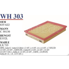 Wunder Opel Astra G Uyumlu - H Hava Filtresi 835622