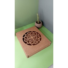 Wood-X Ahşap Mdf Dekoratif Hediye Kutusu - (20X25X3,3) Mandala Motifli Hediye Kutusu - Boyanabilir Kutu