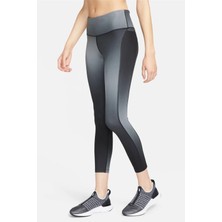 Nike Fast Normal Belli 7/8 Renk Geçişli Cepli Kadın Koşu Tayt Siyah