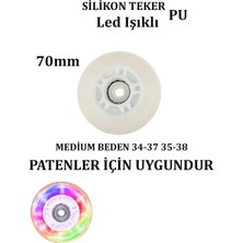 Sportaj Pu Silikon Teker Set 2 Li 70 mm Abec-7 Rulmanlı Işıklı Yedek Paten Tekerleği