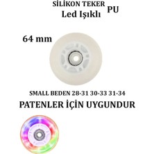 Sportaj Pu Silikon Teker 64 mm Abec-7 Rulmanlı Işıklı Yedek Paten Tekerleği