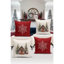 Bertille Home Yılbaşı Serisi Çift Tarafı Dijital Baskılı  4'lü Kırlent Kılıfı Seti (Christmas Noel Cushion Cover)