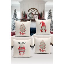Bertille Home Yılbaşı Serisi Çift Tarafı Dijital Baskılı  4'lü Kırlent Kılıfı Seti (Christmas Noel Cushion Cover)