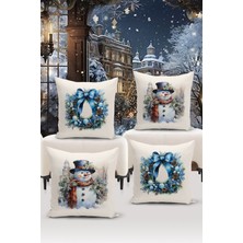 Bertille Home Yılbaşı Serisi Çift Tarafı Dijital Baskılı  4'lü Kırlent Kılıfı Seti (Christmas Noel Cushion Cover)