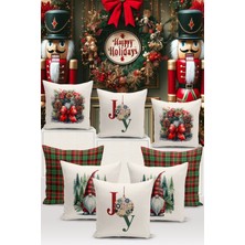 Bertille Home Yılbaşı Serisi Çift Tarafı Dijital Baskılı  8'li Kırlent Kılıfı Seti (Christmas Noel Cushion Cover)