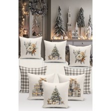 Bertille Home Yılbaşı Serisi Çift Tarafı Dijital Baskılı  8'li Kırlent Kılıfı Seti (Christmas Noel Cushion Cover)