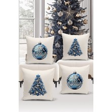 Bertille Home Yılbaşı Serisi Çift Tarafı Dijital Baskılı  4'lü Kırlent Kılıfı Seti (Christmas Noel Cushion Cover)