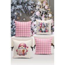 Bertille Home Yılbaşı Serisi Çift Tarafı Dijital Baskılı  4'lü Kırlent Kılıfı Seti (Christmas Noel Cushion Cover)