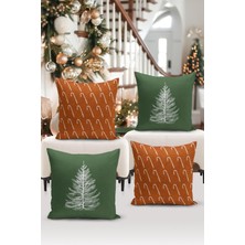 Bertille Home Yılbaşı Serisi Çift Tarafı Dijital Baskılı  4'lü Kırlent Kılıfı Seti (Christmas Noel Cushion Cover)