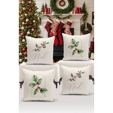 Bertille Home Yılbaşı Serisi Çift Tarafı Dijital Baskılı  4'lü Kırlent Kılıfı Seti (Christmas Noel Cushion Cover)