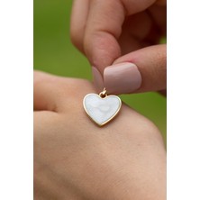 14 Ayar Beyaz Mineli Kalp Altın Kolye Ucu 14CGKKLY026