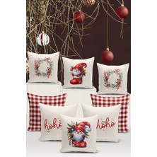 Bertille Home Yılbaşı Serisi Çift Tarafı Dijital Baskılı  8'li Kırlent Kılıfı Seti (Christmas Noel Cushion Cover)