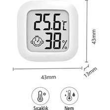 Powermaster PM-6235 Mini Oda Termometresi Dijital Ekranlı Derece Nem Ölçer -50 +70 Derece Arası Çalışır 43X43X13MM