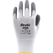 Beybi Pn5 Polyester Örme Nitril Eldiven (1 Paket: 12 Çift)