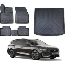 Kalite Oto Ford Focus 4 Stw 2021  Model 3D Üst Bagaj Havuzu+3d Araca Özel Paspas Takımı Birebir Uyumlu