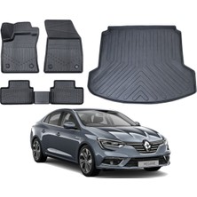 Kalite Oto Megane 4 Sedan 2019 Model Çift Kulaklı Bagaj Havuzu+3d Araca Özel Paspas Takımı Birebir Uyumlu