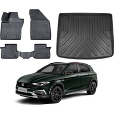 Kalite Oto Fiat Egea Cross 2022 Model Tamir Kitli 3D Bagaj Havuzu+3d Araca Özel Paspas Takımı Luxury Serisi