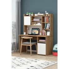 Liga Sepet Beyaz Kitaplıklı Bilgisayar Masası Çalışma Masası