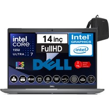 Dell Latitude 5450 Intel Ultra 7 155U 16GB Ddr5 1tb SSD  14" Fhd IPS Freedos Taşınabilir Bilgisayar N012L545014W03+ZETTAÇANTA