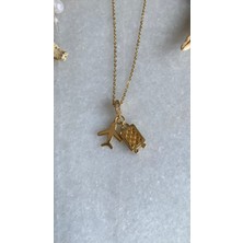 Atelier Licia Paslanmaz Çelik Seyahat Charm Gold Kolye