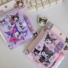 Hediye Vakti Kawaii Sanrioo Kuromi Karakterler Mini Defter Kalem Set