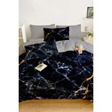 Amor Home Çift Kişilik  Pamuk Saten Nevresim Takımı Black Marble