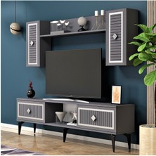 Demonte Home Mobilya Nildh 150 cm Tv Ünitesi Antrasit Gümüş