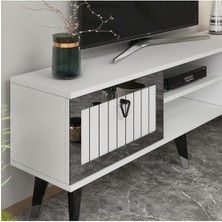 Demonte Home Mobilya Lidyadh Tv Stand Beyaz-Gümüş