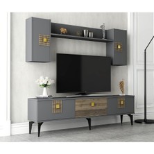 Demonte Home Mobilya Lunadh 180 cm Tv Ünitesi Antrasit Ceviz