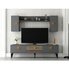 Demonte Home Mobilya Lunadh 180 cm Tv Ünitesi Antrasit Ceviz