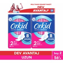 Orkid Ultra Uzun 56'lı Cesaret Paketi Dev Avantaj Hijyenik Ped (Boy 2)