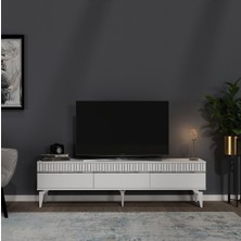 Demonte Home Mobilya Defnedh Tv Sehpası (Alt Modül) Beyaz-Gümüş