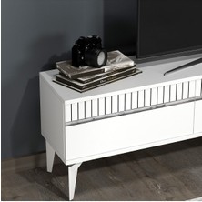 Demonte Home Mobilya Defnedh Tv Sehpası (Alt Modül) Beyaz-Gümüş