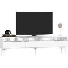 Demonte Home Mobilya Defnedh Tv Sehpası (Alt Modül) Beyaz-Gümüş