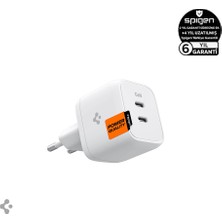 Spigen 35W GaN USB-C 2 Port Mini Adaptör - Samsung PPS Destekli Hızlı Şarj Aleti iPhone & Android & iPad & MacBook Type-C PE2104 White - ACH03714